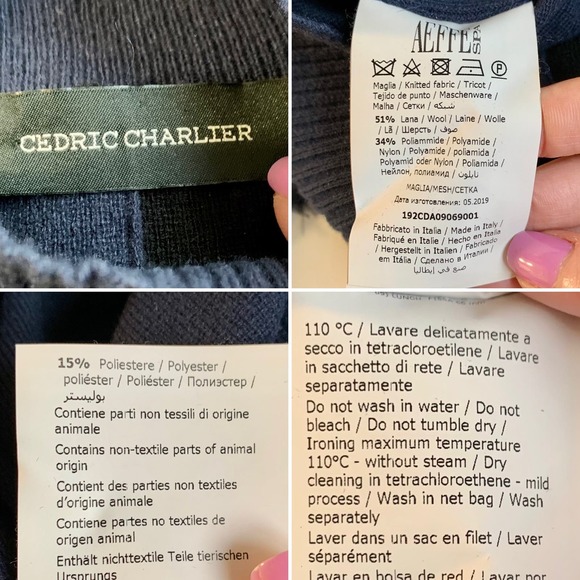 Cédric Charlier Two Tone Runway Sweater with Feather Trim Size 12 - Picture 12 of 14